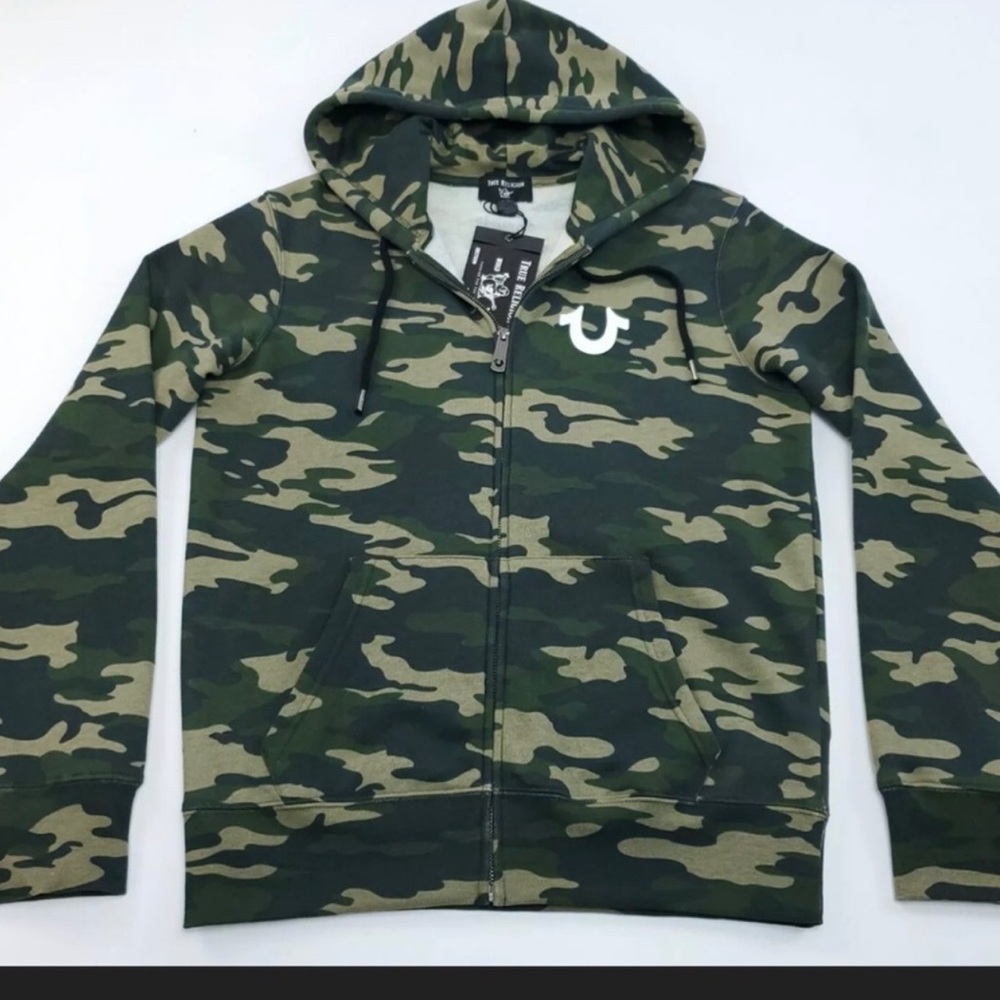 True Religion Camo Zip up Hoodie. Medium. Slightly Used